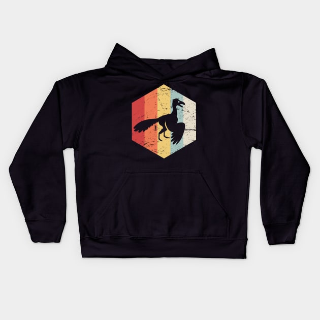 Retro 70s Archaeopteryx Kids Hoodie by MeatMan